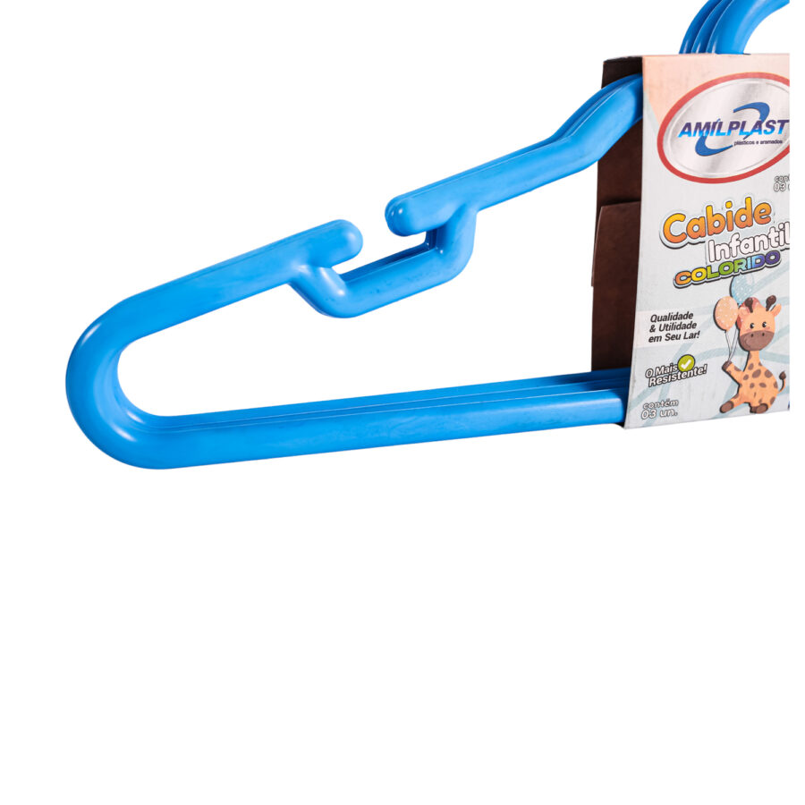 3 Cabides Infantis Color Azul  REFORÇADO – 1029-P